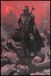 3k0850 MANDALORIAN 24x36 art print 2020 Star Wars bounty hunter w/'Baby Yoda', Kurtz, variant!