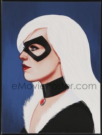 3k1425 MIKE MITCHELL signed #11/90 12x16 art print 2014 Mondo, profile art of Black Cat!