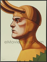 3k1431 MIKE MITCHELL signed #11/110 12x16 art print 2014 Mondo, profile art of Loki with his horns!