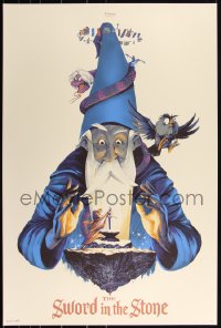 3k1158 SWORD IN THE STONE #16/350 24x36 art print 2017 Mondo, art by Oliver Barrett, first edition!