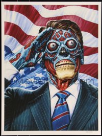 3k2259 THEY LIVE signed #6/65 18x24 art print 2013 by Jason Edmiston, Mondo, Vote, giclee edition!