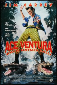 3m0731 ACE VENTURA WHEN NATURE CALLS DS 1sh 1995 wacky Jim Carrey on crocodiles by John Alvin!