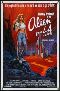 3m0736 ALIEN FROM LA 1sh 1988 artwork of Kathy Ireland in sexy white shirt by Larry Salk!