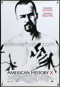 3m0741 AMERICAN HISTORY X 1sh 1998 Edward Norton & Edward Furlong as skinhead neo-Nazis!