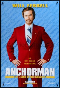 3m0743 ANCHORMAN teaser DS 1sh 2004 The Legend of Ron Burgundy, image of newscaster Will Ferrell!