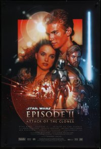 3m0748 ATTACK OF THE CLONES style B fan club 1sh 2002 Star Wars Episode II, artwork by Drew Struzan!