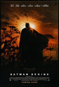 3m0760 BATMAN BEGINS advance DS 1sh 2005 Christian Bale as the Caped Crusader, coming soon!