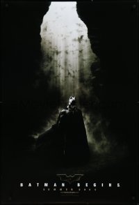 3m0762 BATMAN BEGINS teaser DS 1sh 2005 Summer 2005, great image of Christian Bale in the batcave!