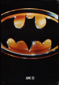 3m0758 BATMAN teaser 1sh 1989 directed by Tim Burton, cool image of Bat logo, matte finish!