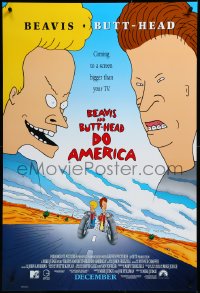 3m0765 BEAVIS & BUTT-HEAD DO AMERICA int'l advance DS 1sh 1996 Mike Judge MTV delinquent cartoon!