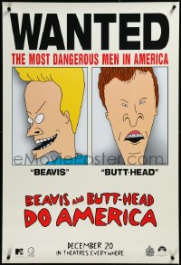 3m0766 BEAVIS & BUTT-HEAD DO AMERICA teaser 1sh 1996 Mike Judge, most dangerous men in America!