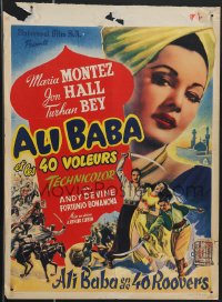 3m0274 ALI BABA & THE FORTY THIEVES Belgian 1948 art of Maria Montez, Jon Hall & Turhan Bey!