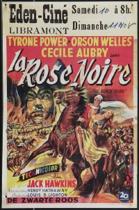 3m0275 BLACK ROSE Belgian 1950 different artwork of Tyrone Power, Jack Hawkins & Orson Welles!