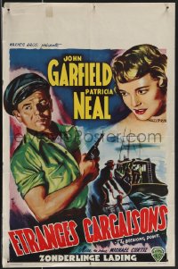 3m0276 BREAKING POINT Belgian 1950 super c/u of John Garfield & Patricia Neal, Ernest Hemingway!