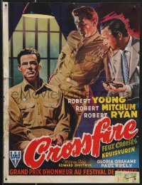 3m0278 CROSSFIRE Belgian 1947 Robert Young, Robert Mitchum, Robert Ryan!