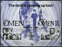 3m0345 OMEN /DAMIEN OMEN II British quad 1970s the devil is growing up fast, ultra rare horror double-bill!