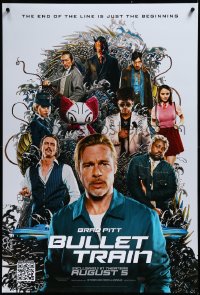 3m0779 BULLET TRAIN teaser DS 1sh 2022 Brad Pitt, Joey King, wild montage of top cast!