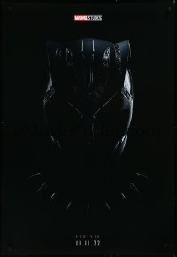 3m0207 BLACK PANTHER: WAKANDA FOREVER teaser DS Canadian 1sh 2022 Marvel Comics, close-up of helmet!