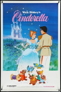 3m0786 CINDERELLA 1sh R1981 Walt Disney classic romantic cartoon, image of prince & mice!