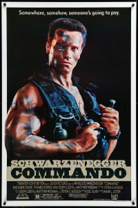 3m0790 COMMANDO 1sh 1985 Arnold Schwarzenegger is going to make someone pay!