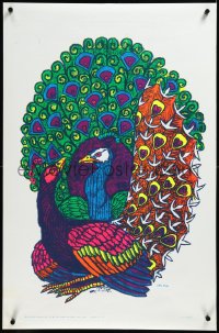 3m0161 PEACOCKS 23x35 commercial poster 1971 LeRoy Olson psychedelic art of two birds!