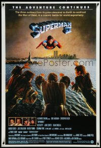 3m0170 SUPERMAN II 27x40 commercial poster 2006 Christopher Reeve & villains flying over New York City!