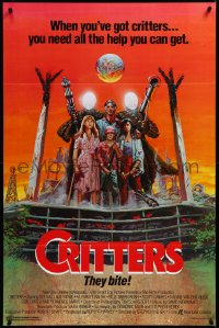 3m0794 CRITTERS 1sh 1986 great completely different art of cast & monsters by Ken Barr!