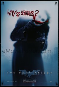 3m0797 DARK KNIGHT teaser DS 1sh 2008 great image of Heath Ledger as the Joker, why so serious?