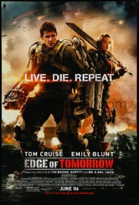 3m0806 EDGE OF TOMORROW advance DS 1sh 2014 June 06 style, Tom Cruise & Emily Blunt, live, die, repeat