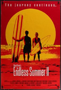 3m0809 ENDLESS SUMMER 2 1sh 1994 great image of surfers with boards on the beach at sunset!