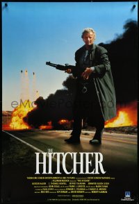 3m0356 HITCHER English 1sh 1986 C. Thomas Howell, different Rutger Hauer with shotgun!