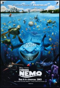 3m0819 FINDING NEMO int'l advance DS 1sh 2003 Disney & Pixar animated fish movie, cool image of cast!