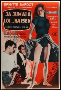 3m0181 AND GOD CREATED WOMAN Finnish 1957 Vadim, the Devil invented sexy Brigitte Bardot, rare!