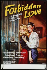 3m0821 FORBIDDEN LOVE 24x36 1sh 1992 lesbian documentary, cool pulp art by Janet Wilson!