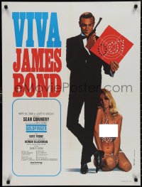 3m0261 GOLDFINGER French 24x31 R1970 art of Sean Connery as James Bond with near-naked woman!