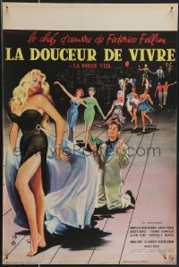 3m0267 LA DOLCE VITA French 16x24 1960 Federico Fellini, Mastroianni, sexy Ekberg by Yves Thos!