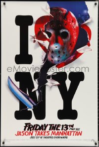 3m0829 FRIDAY THE 13th PART VIII recalled teaser 1sh 1989 Jason Takes Manhattan, I love NY in July!