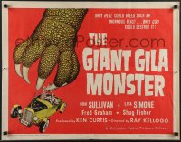 3m1147 GIANT GILA MONSTER 1/2sh 1959 classic art of monster hand grabbing teens in hot rod!