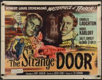 3m1162 STRANGE DOOR style B 1/2sh 1951 different art of Boris Karloff, Laughton & sexy Forrest!