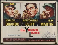 3m1167 YOUNG LIONS 1/2sh 1958 art of Nazi Marlon Brando, Dean Martin & Montgomery Clift!