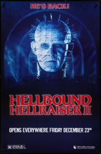 3m0853 HELLBOUND: HELLRAISER II teaser 1sh 1988 Clive Barker, close-up of Pinhead, he's back!