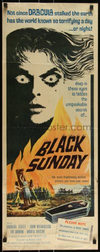 3m1072 BLACK SUNDAY insert 1961 Mario Bava, deep in this demon's eyes is a hidden unspeakable secret