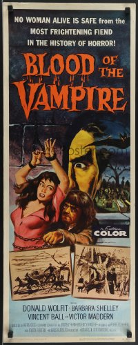 3m1075 BLOOD OF THE VAMPIRE insert 1958 he begins where Dracula left off, Joseph Smith horror art!