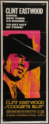 3m1078 COOGAN'S BLUFF insert 1968 art of Clint Eastwood in New York City, directed by Don Siegel!