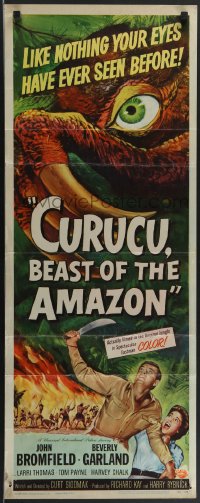 3m1080 CURUCU, BEAST OF THE AMAZON insert 1956 Universal horror, great monster art by Reynold Brown!