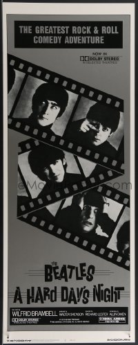 3m1095 HARD DAY'S NIGHT insert R1982 great image of The Beatles in their first film, rock & roll classic!