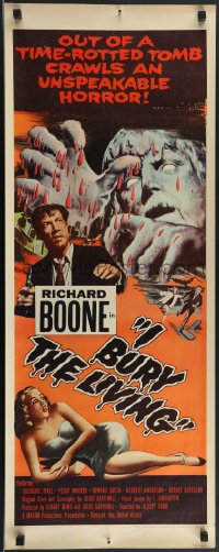 3m1097 I BURY THE LIVING insert 1958 out of a time-rotted tomb crawls an unspeakable horror!