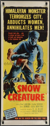 3m1118 SNOW CREATURE insert 1954 abominable Yeti terrorizes city, abducts women & annihilates men!