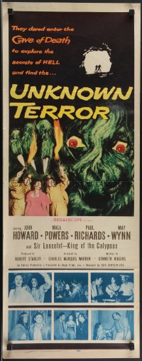 3m1127 UNKNOWN TERROR insert 1957 they dared enter the Cave of Death and explore the secrets of HELL