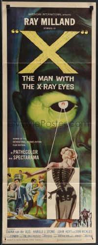 3m1131 X: THE MAN WITH THE X-RAY EYES insert 1963 Ray Milland, sci-fi art of man peeking on woman!